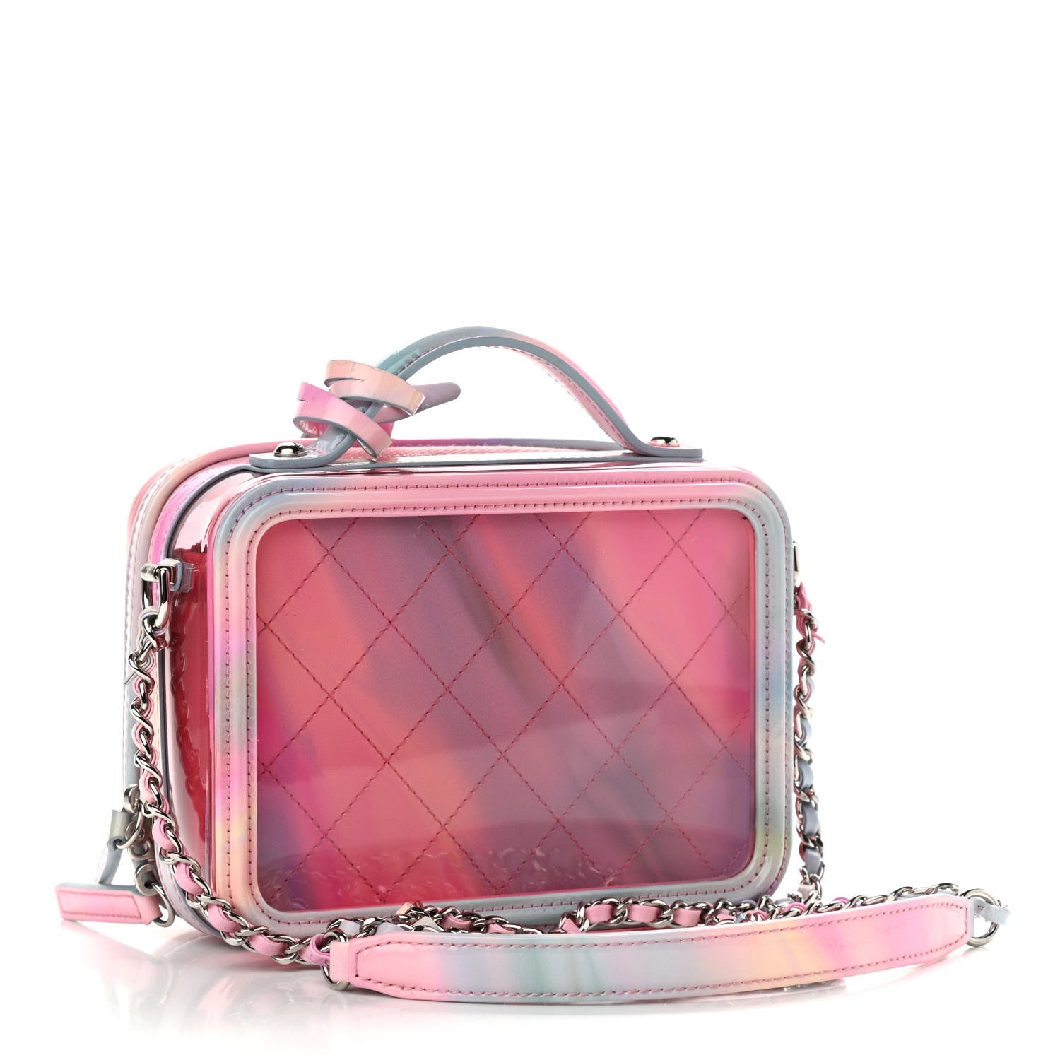 Chanel PVC Patent Calfskin Patent Lambskin Small CC Vanity Case Pink 3 of 11