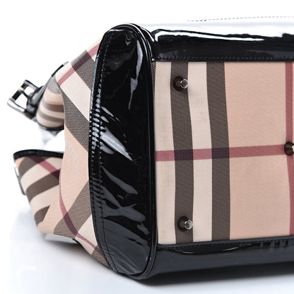 Burberry Patent Nova Check Small Tote Black 10 of 13