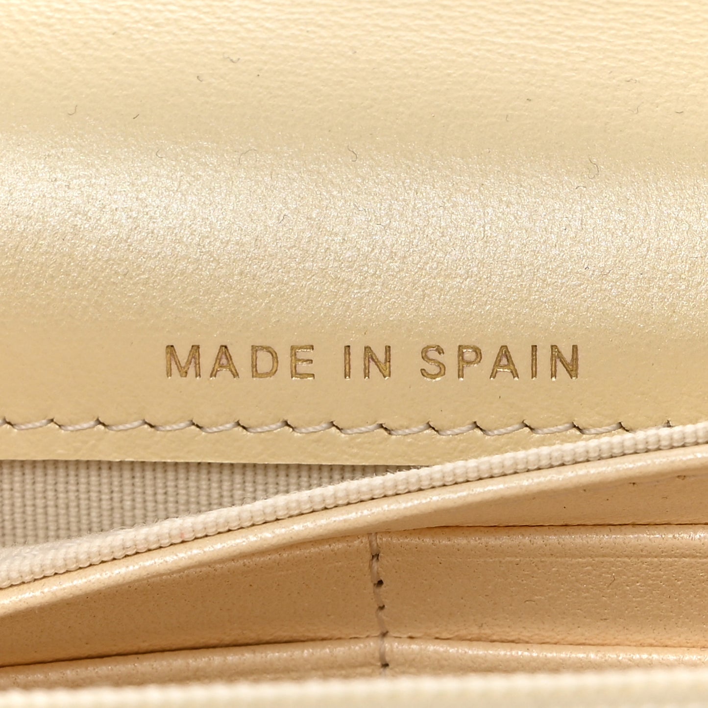 Iridescent Lambskin Quilted CC Flap Wallet Beige