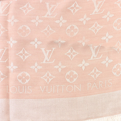 Louis Vuitton Silk Wool Monogram Denim Shawl Rose 2 of 3