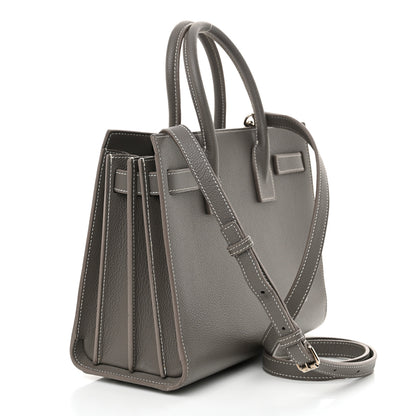 Saint Laurent Grained Calfskin Topstich Baby Sac De Jour Grey 3 of 18