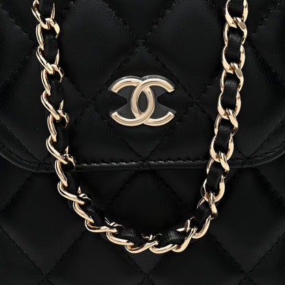 Chanel Lambskin Quilted Mini Camellia Bow Phone Holder Black 7 of 9