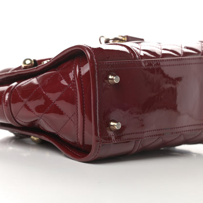Burberry Patent Quilted Mini Manor Tote Dark Red 10 of 21