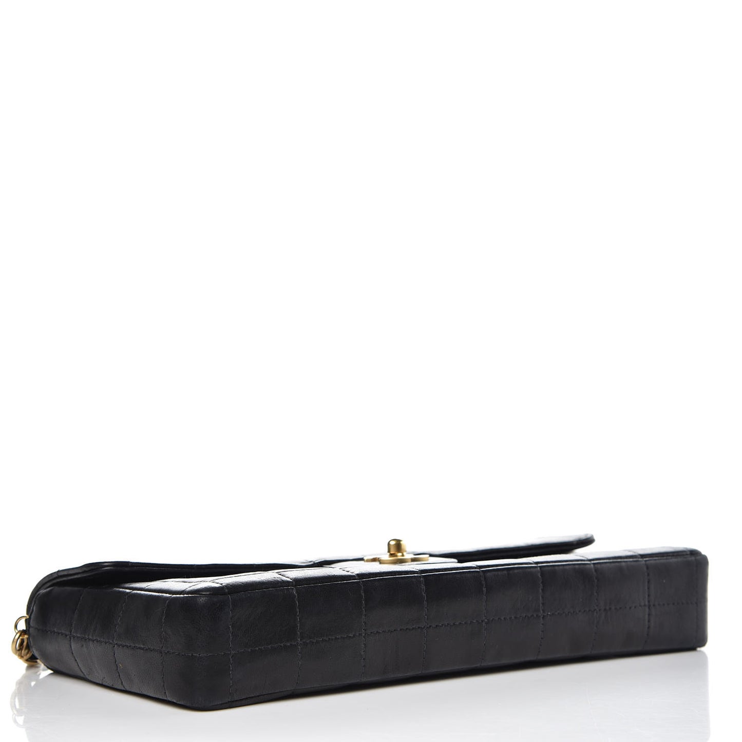 Lambskin East West Chocolate Bar Flap Black