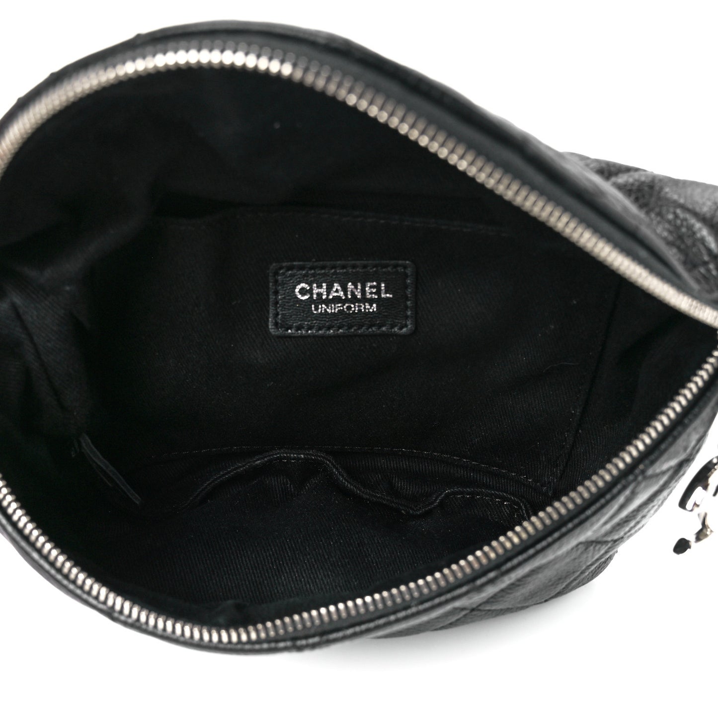 Grained Calfskin Quilted Waist Belt Bag Black