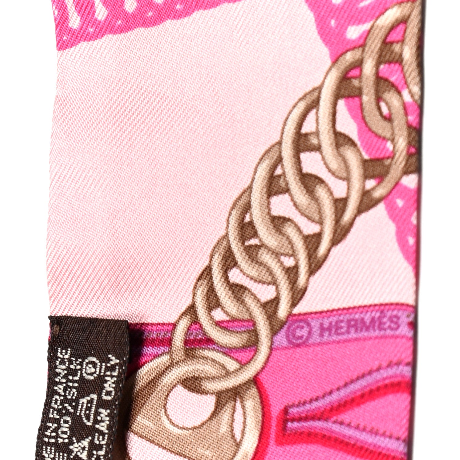Hermes Silk Maillons Twilly Rose Pale Marron Glace Rose 3 of 4