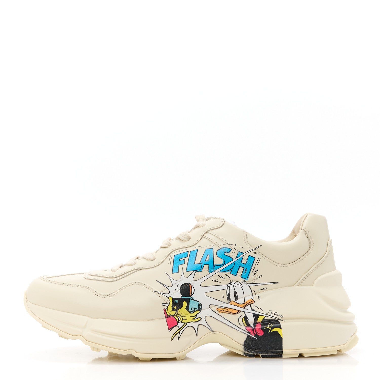 Gucci X DISNEY Calfskin Donald Duck Mens Rhyton Sneakers 40 Ivory 1 of 9
