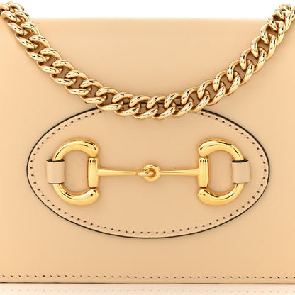 Gucci Boarded Plutone Calfskin Horsebit 1955 Wallet On Chain Bubble Tea 8 of 13