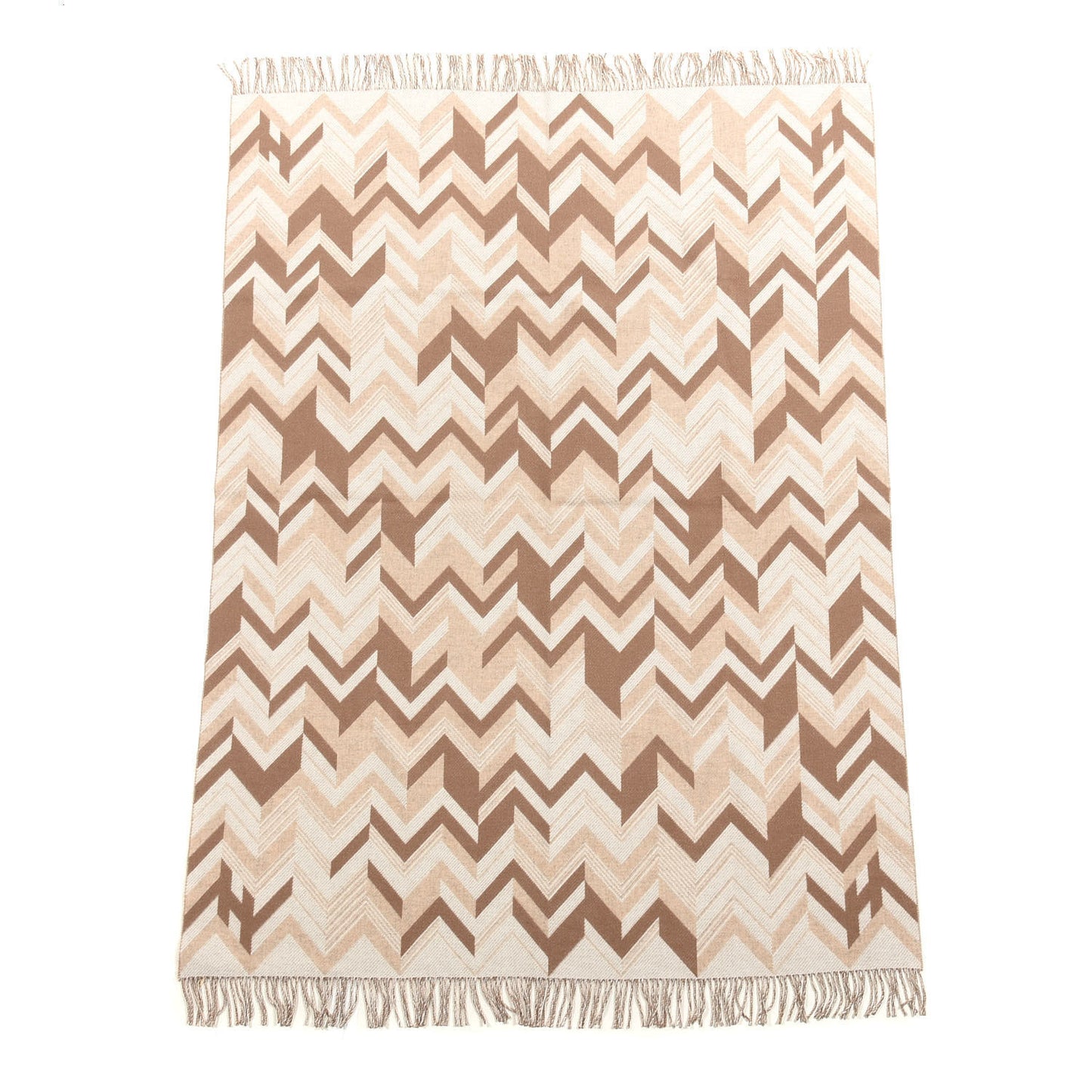 Wool Cashmere Chevrons Camo Blanket Ficelle