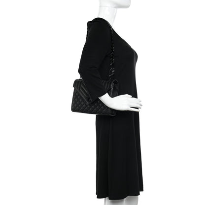 Saint Laurent Grain De Poudre Textured Mixed Matelasse Triquilt Medium Monogram Monochrome Satchel Black 2 of 11