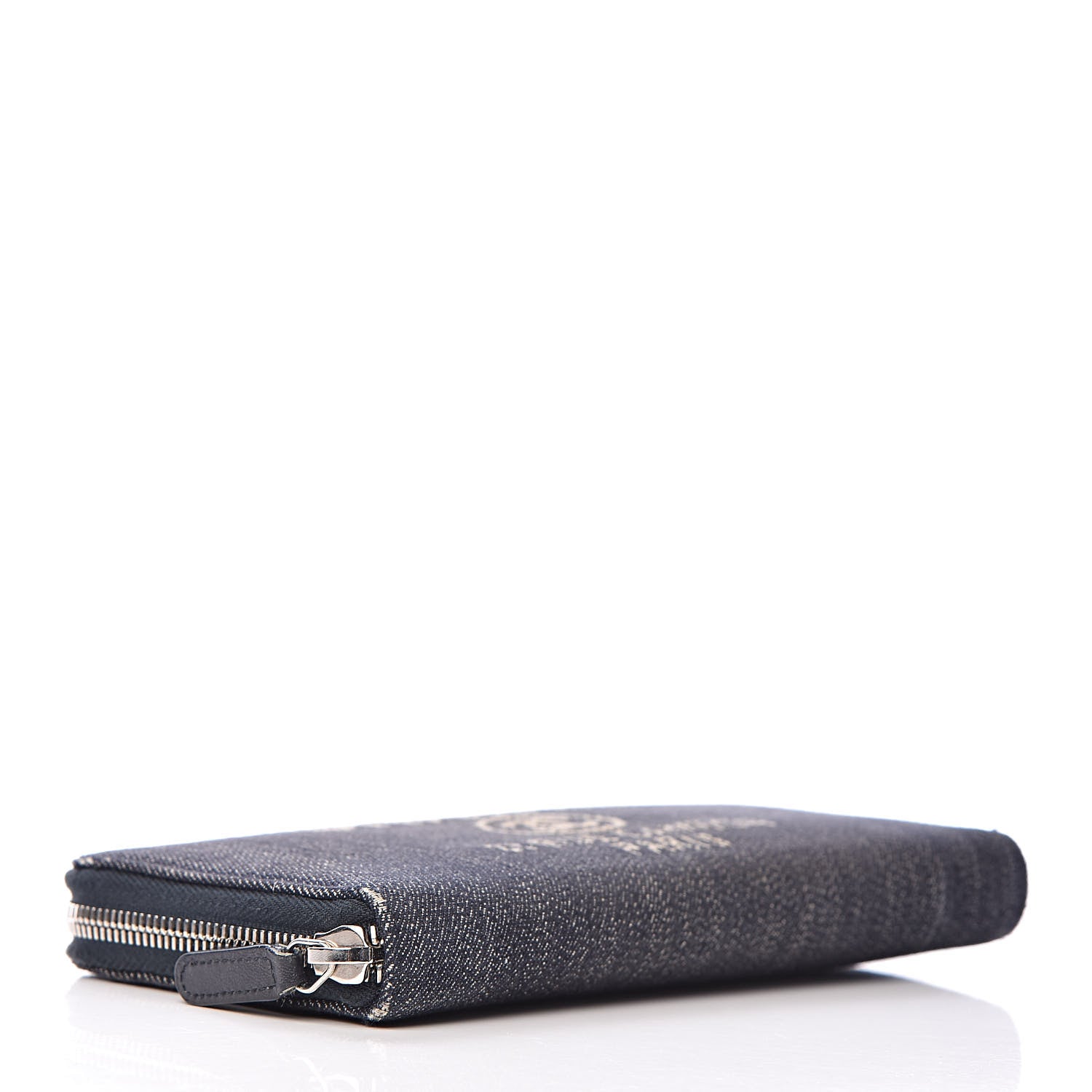 Chanel Denim Deauville Zip Around Wallet Dark Blue 4 of 14