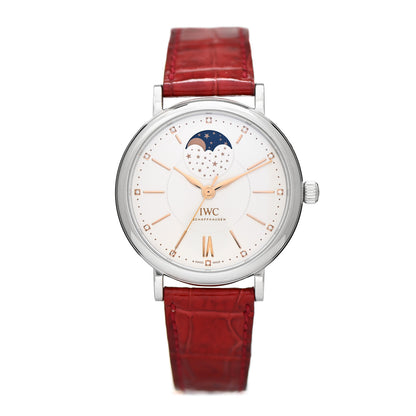 IWC Stainless Steel Alligator Diamond 37mm Portofino Moon Phase Automatic Watch IW459011 1 of 5