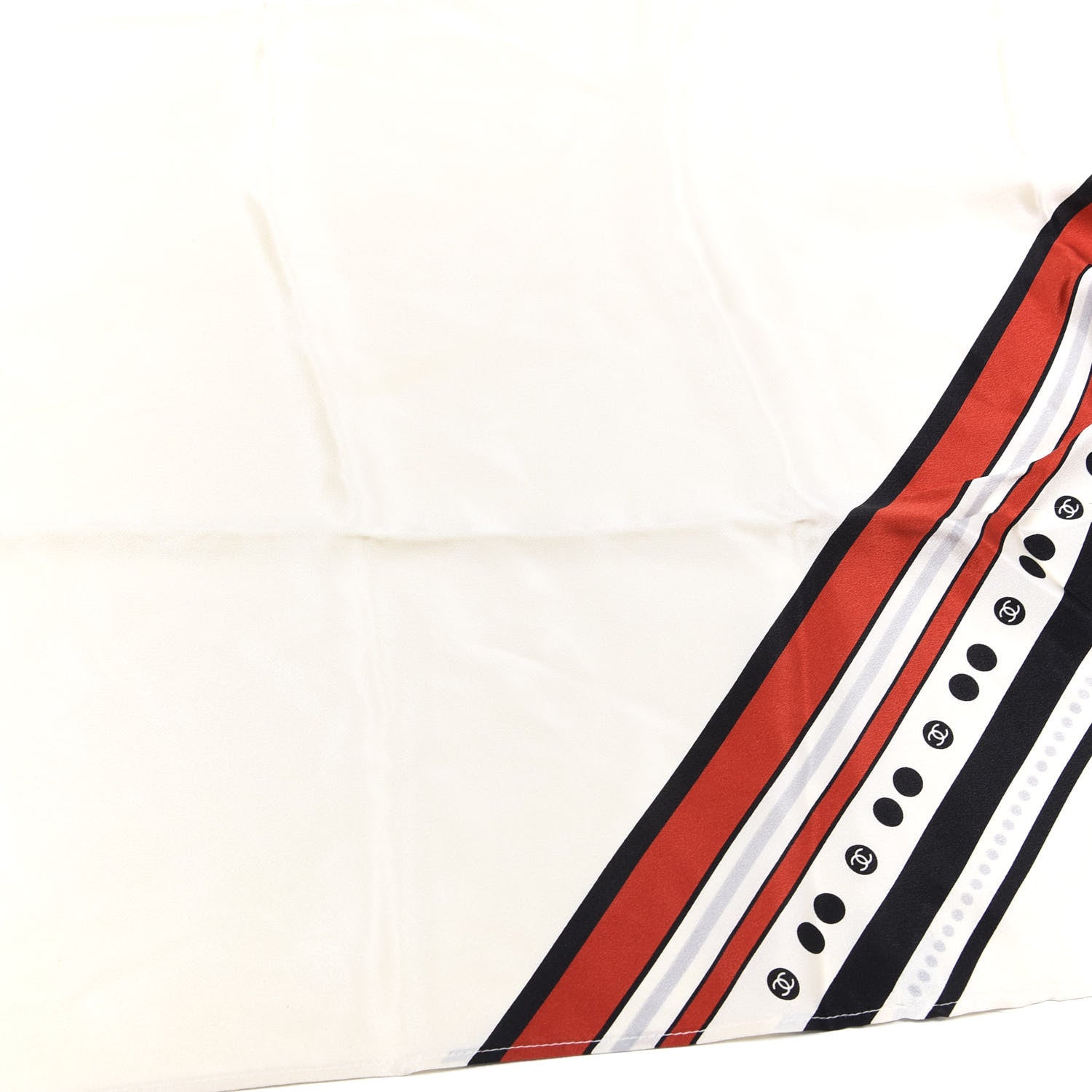 Chanel Silk Striped Scarf White Multicolor 4 of 7