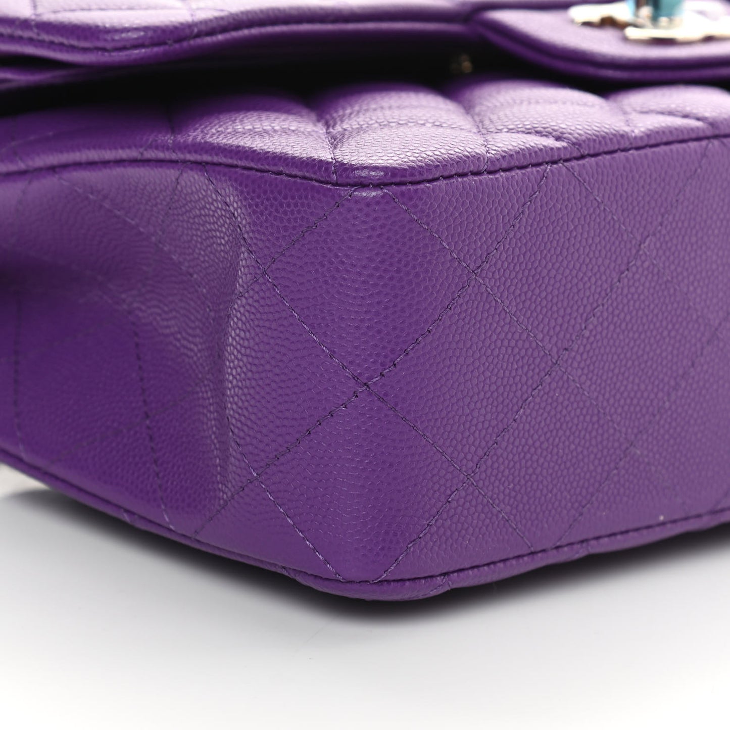 Caviar Quilted Small Double Flap Dark Purple
