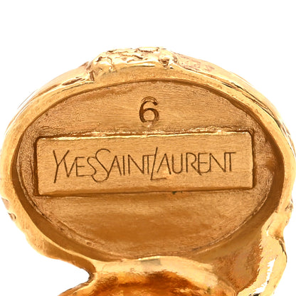 Saint Laurent Glass Cabochon Arty Ovale Ring 52/6 Gold Blue 4 of 4