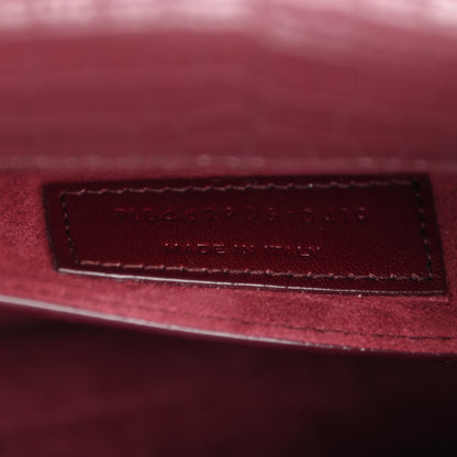 Saint Laurent Calfskin Crocodile Embossed Medium Monogram Sunset Rouge Legion 7 of 10