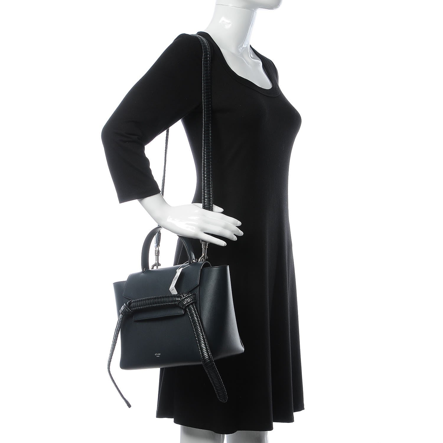 Celine Smooth Calfskin Micro Bi-Color Braided Belt Bag Dark Sea 2 of 10