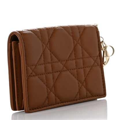 Christian Dior Calfskin Cannage Small Lady Dior Flap Card Holder Golden Saddle 3 of 10