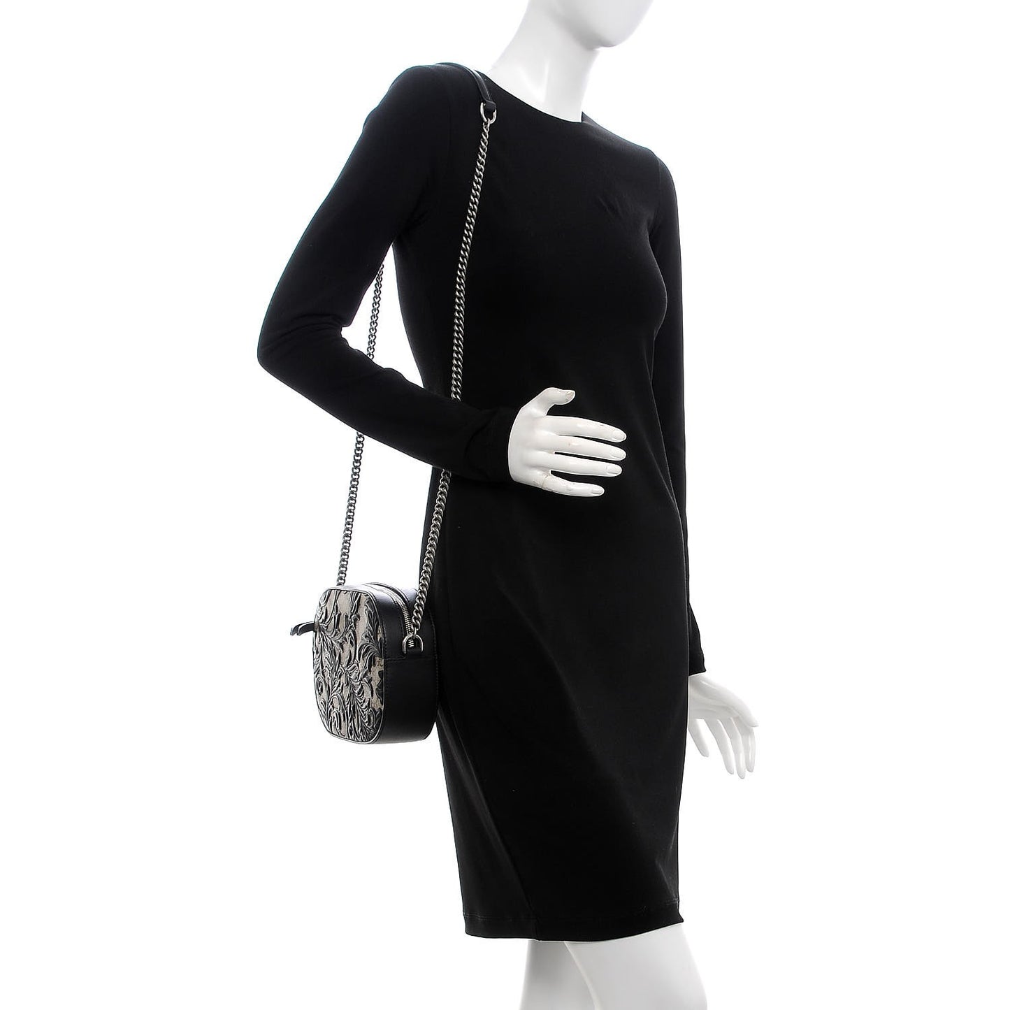 GG Supreme Monogram Arabesque Mini Chain Shoulder Bag Beige Black