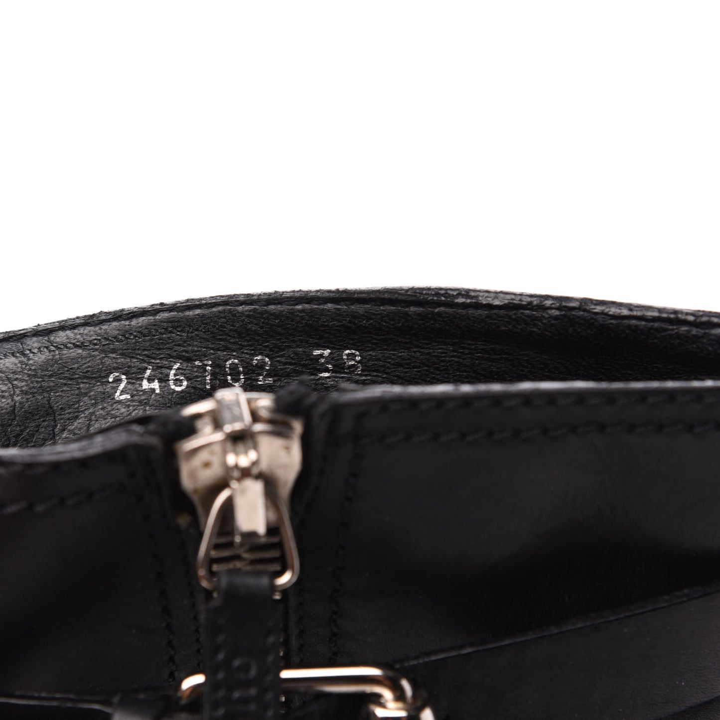 Calfskin Short Zip Boots 38 Black