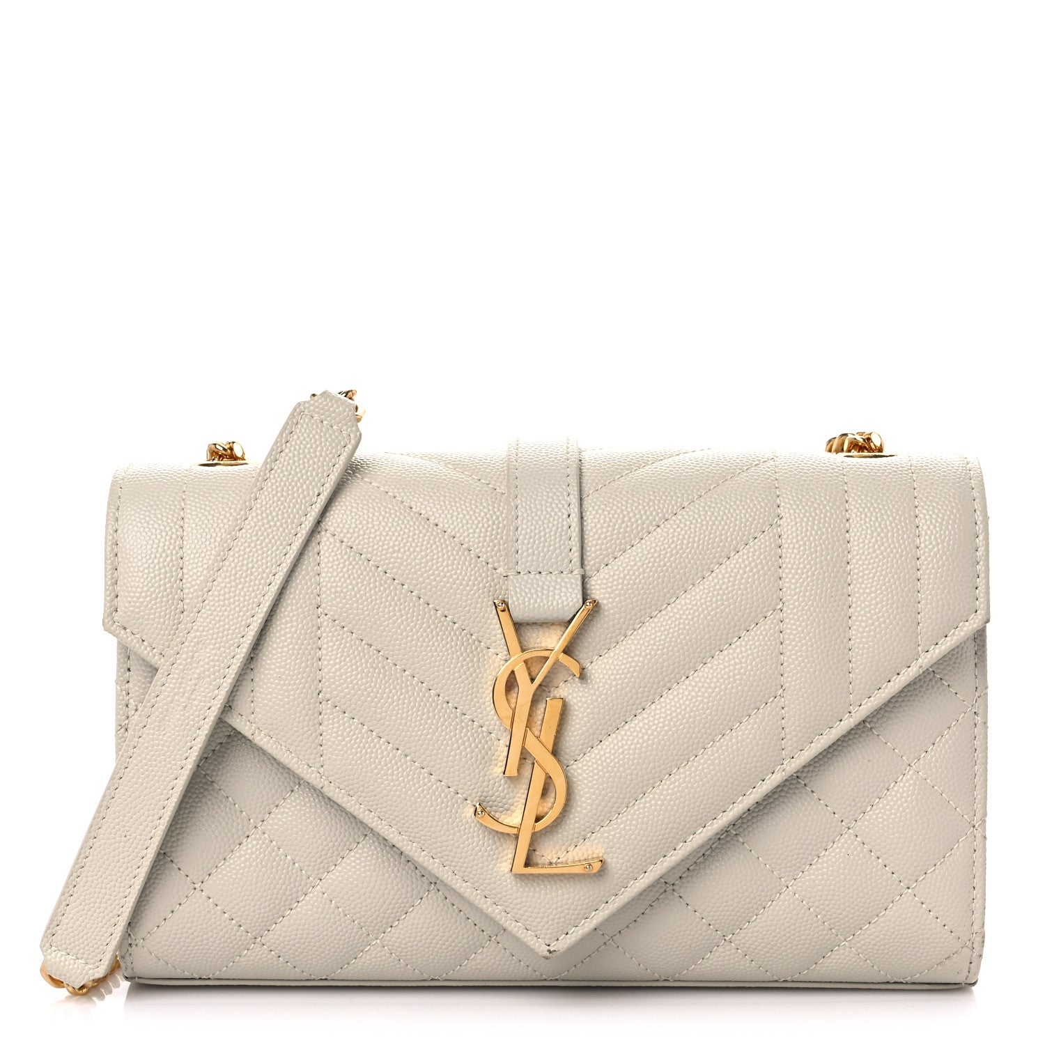 Saint Laurent Grain De Poudre Textured Mixed Matelasse Triquilt Small Monogram Satchel Crema Soft 1 of 16