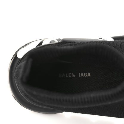 Balenciaga Neoprene Knit Womens Speed Graffiti Sneakers 38 Black White 7 of 8