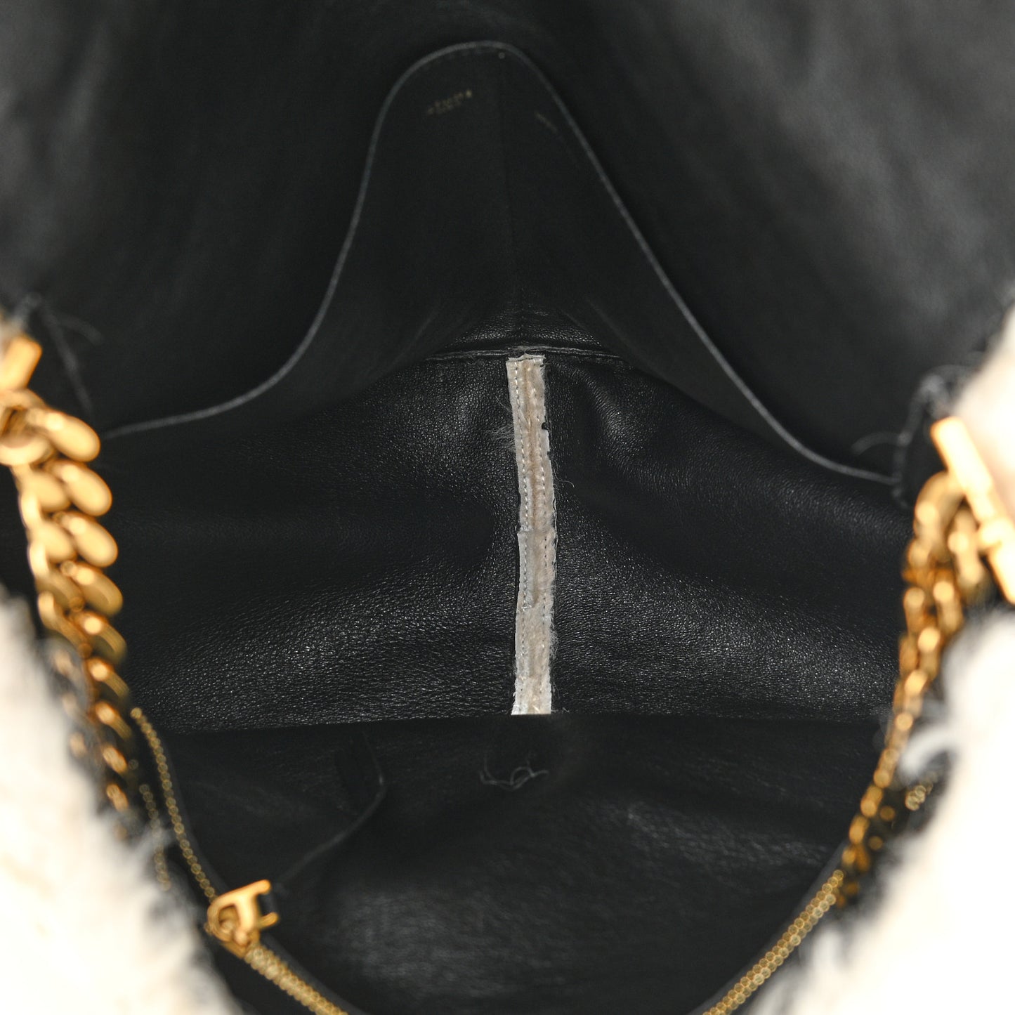 Shearling Gourmette Shoulder Bag Cream