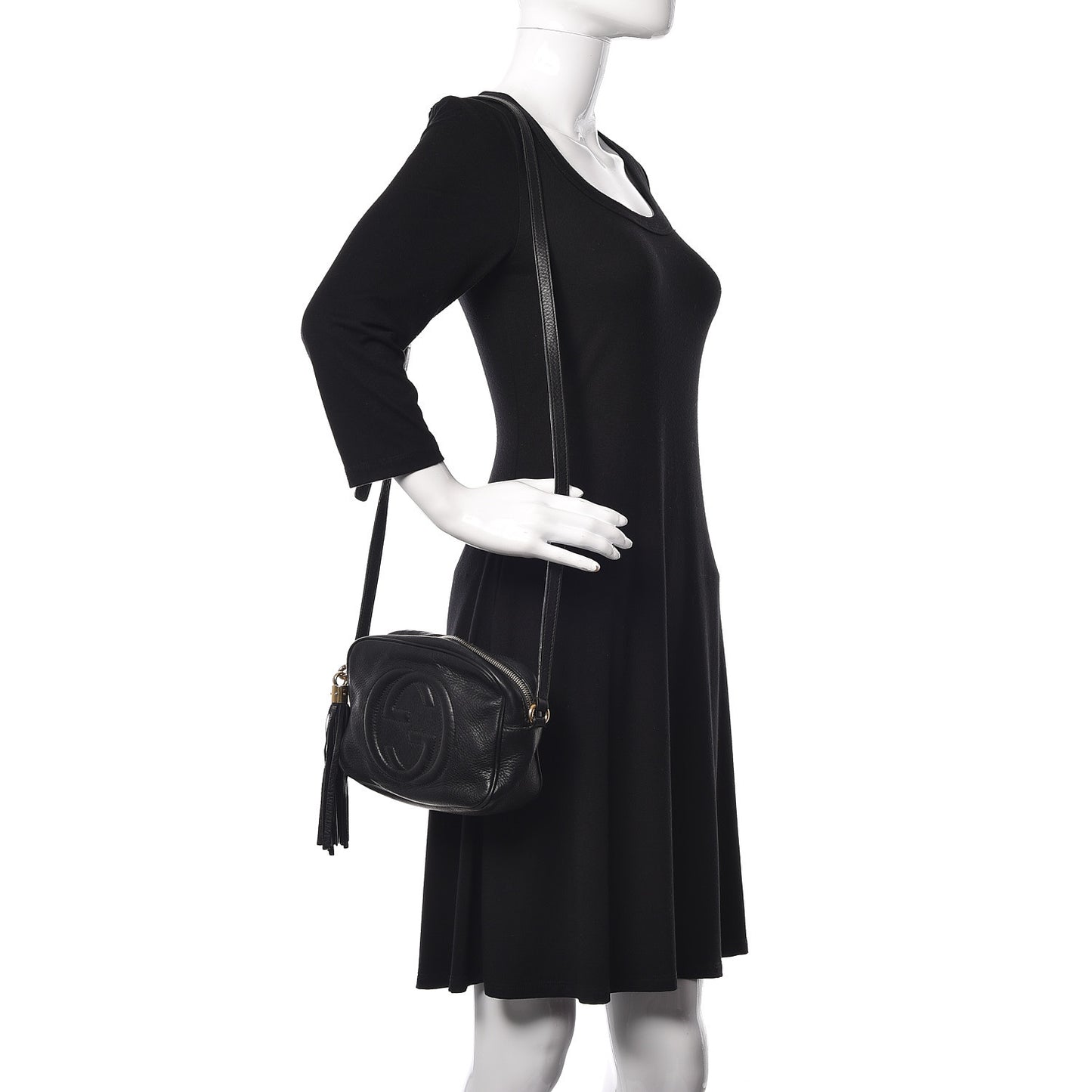 Pebbled Calfskin Small Soho Disco Bag Black