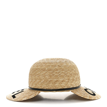 Chanel Straw Calfskin Logo Visor Hat M Natural Black 5 of 9