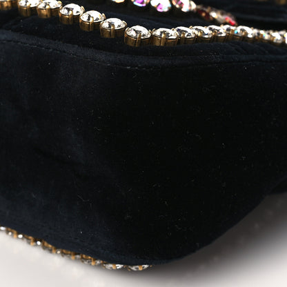 Gucci Velvet Matelasse Crystal Medium GG Marmont Shoulder Bag Black 10 of 10
