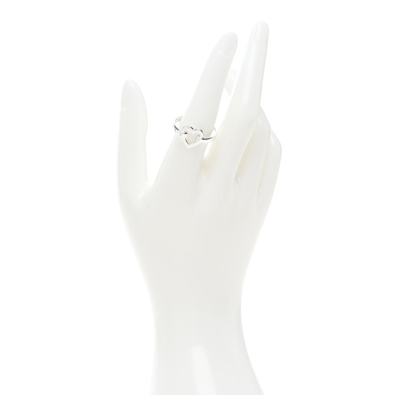 Tiffany Sterling Silver Open Heart Ring 53 6.5 2 of 5