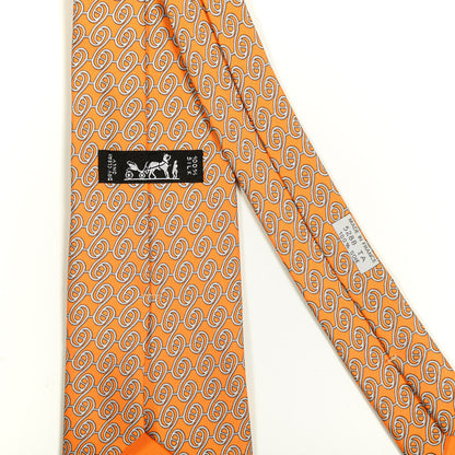 Hermes Silk Printed Mens Neck Tie Orange 2 of 3