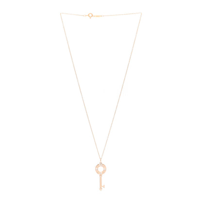 Tiffany 18K Rose Gold Diamond Atlas Pierced Key Pendant Necklace 3 of 6