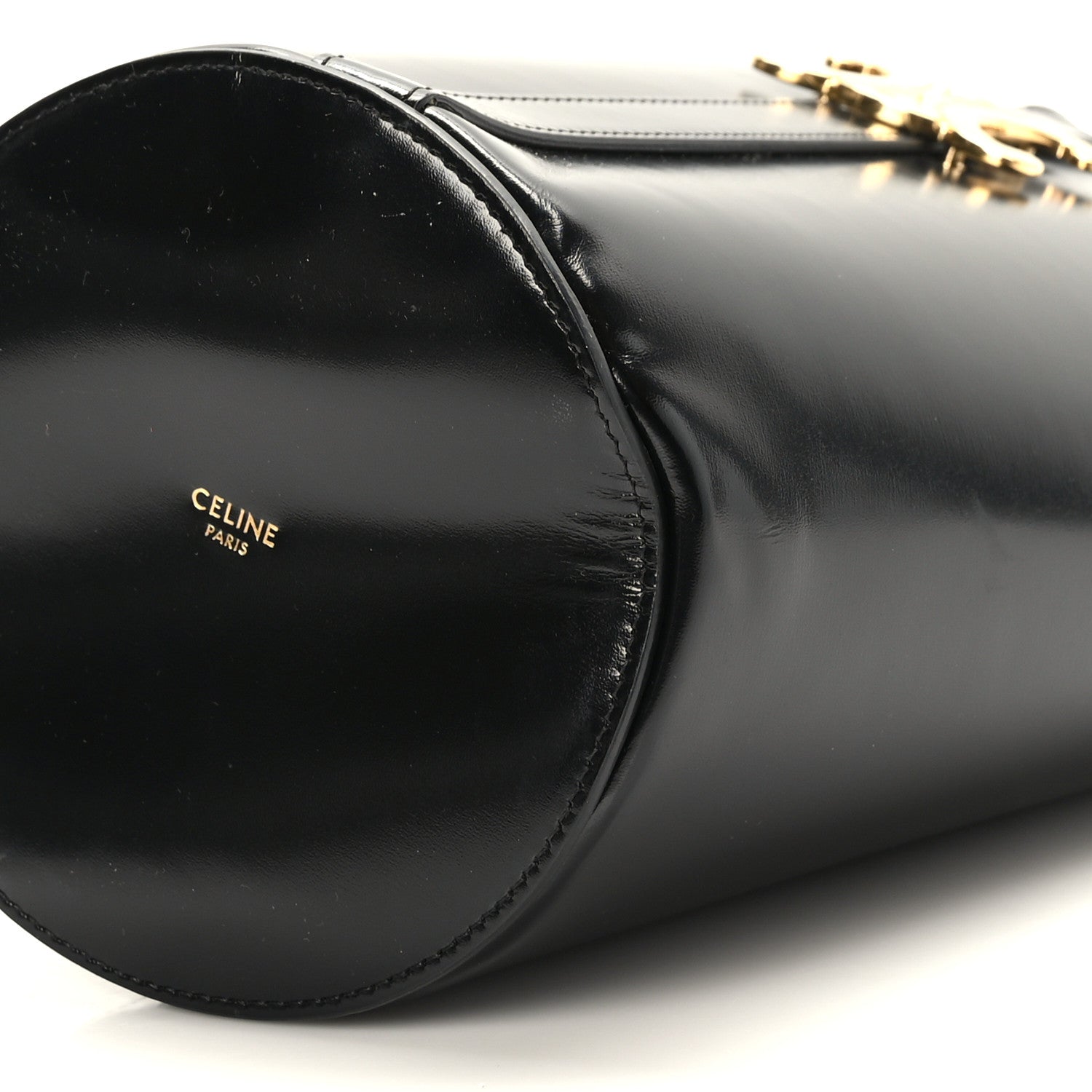 Celine Shiny Calfskin Triomphe Bucket Bag Black 9 of 9
