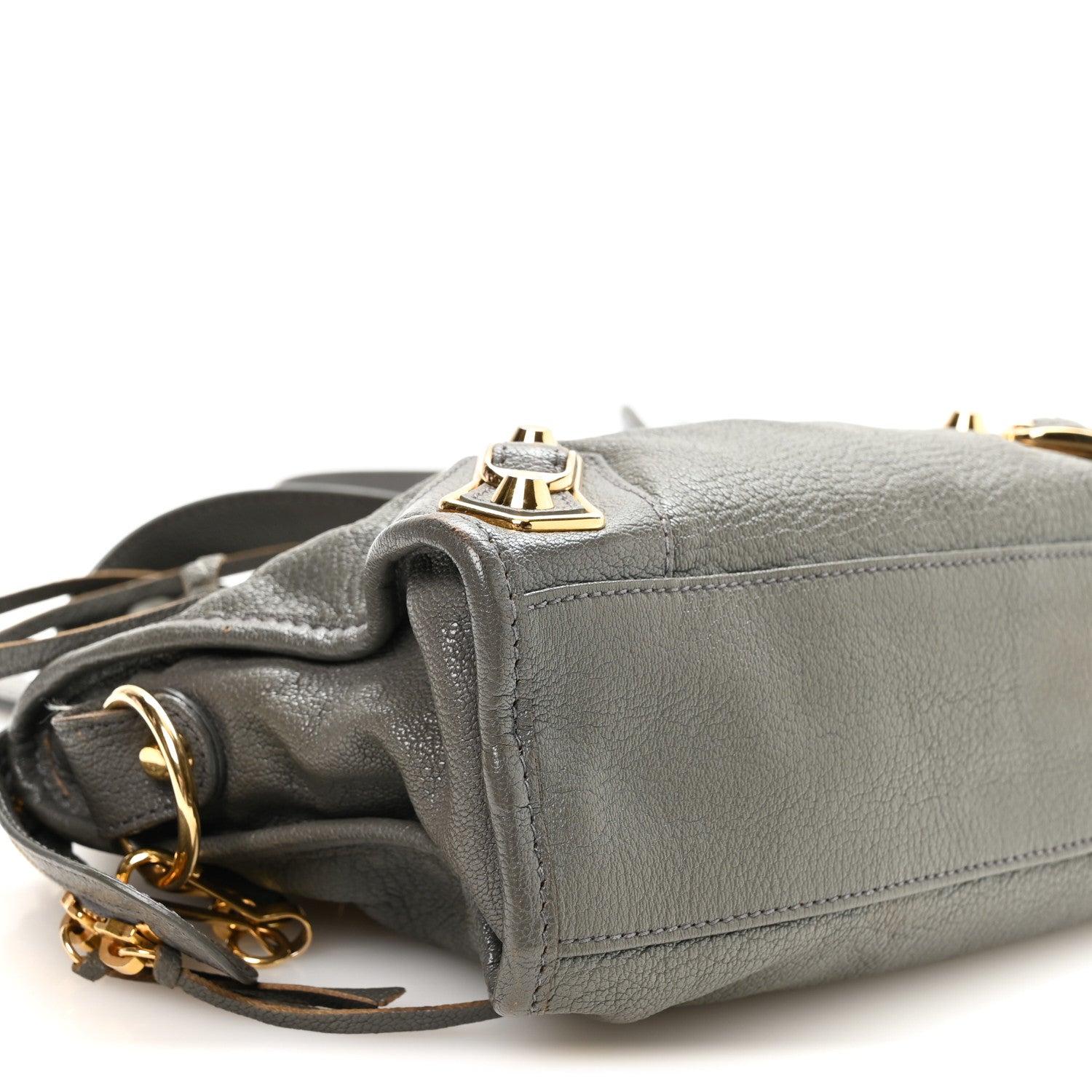 Balenciaga Chevre Gold Metallic Edge Hardware Mini City Gris Acier 9 of 10
