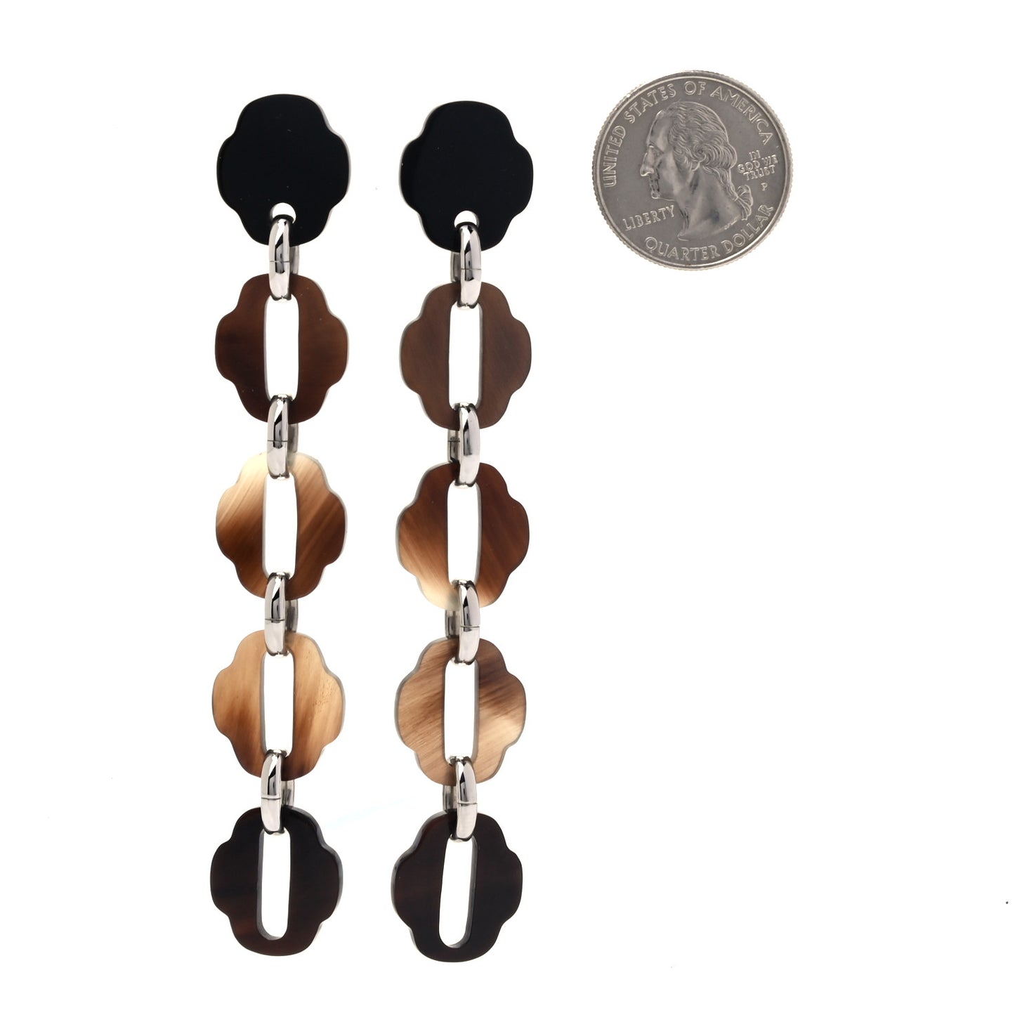 Buffalo Horn Palladium Mousqueton Earrings
