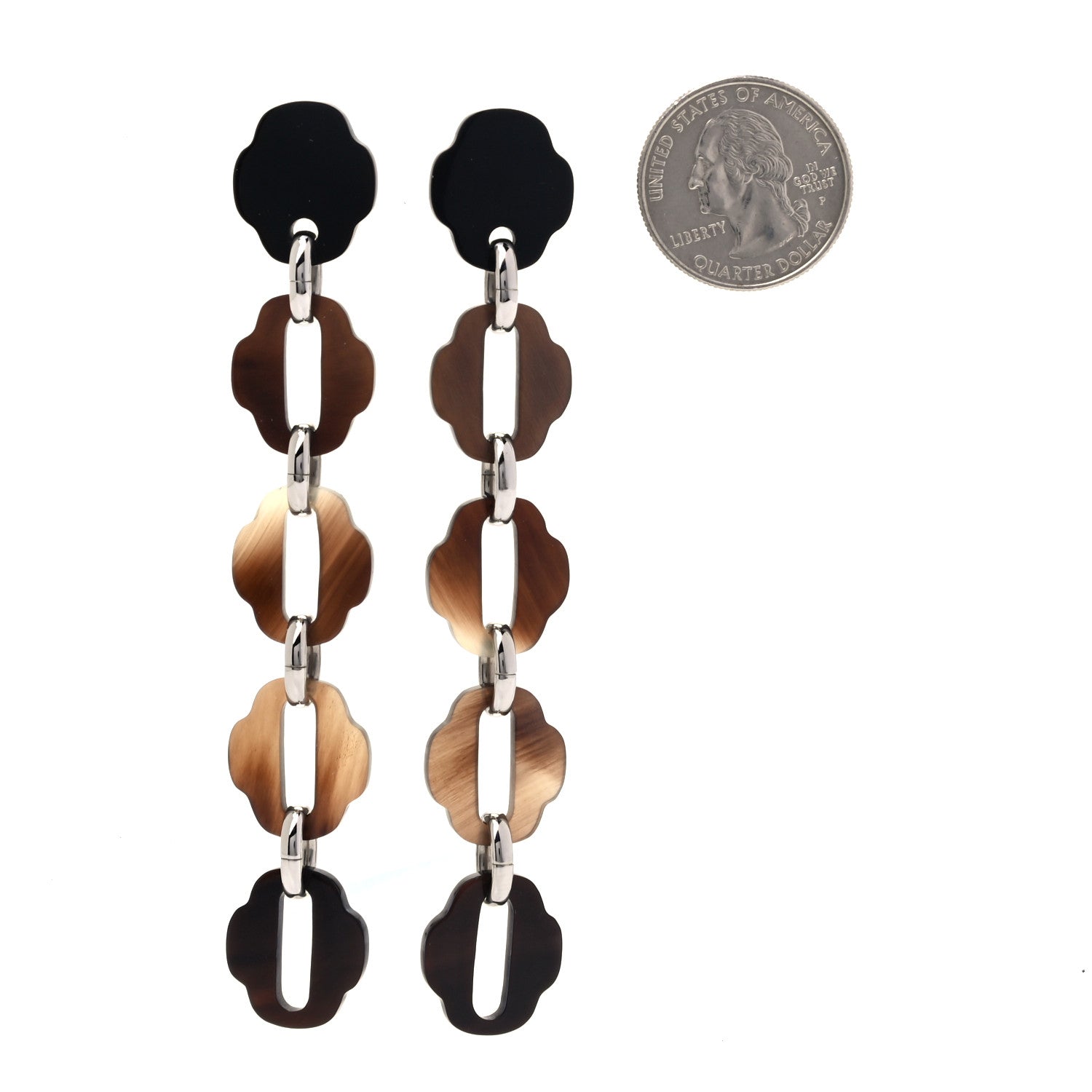 Hermes Buffalo Horn Palladium Mousqueton Earrings 2 of 3