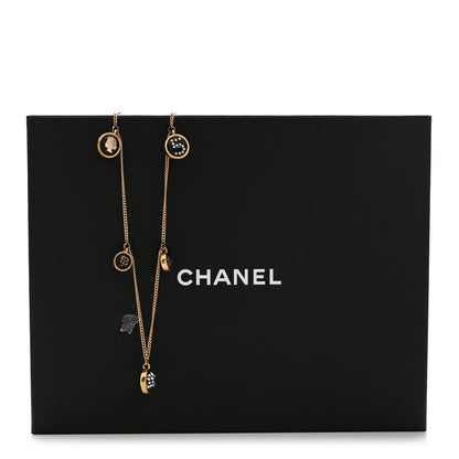 Chanel Metal Resin Enamel Crystal CC Long Necklace Gold Black 6 of 6