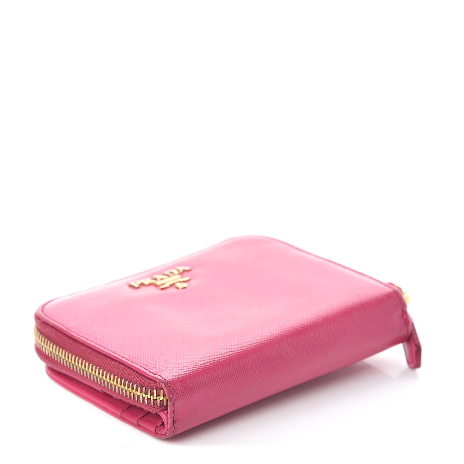 Prada Saffiano Metal Compact Zip Around Wallet Peonia 4 of 10