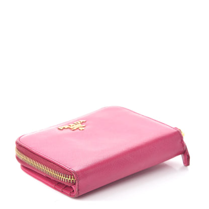 Prada Saffiano Metal Compact Zip Around Wallet Peonia 4 of 10