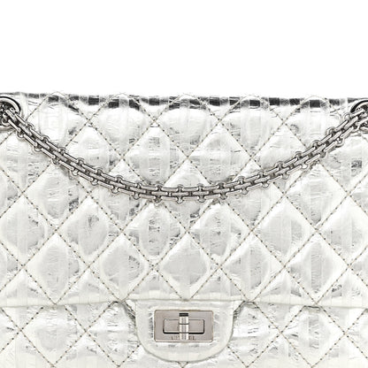 Chanel Metallic Calfskin Striped 2.55 Reissue Flap Silver 8 of 11