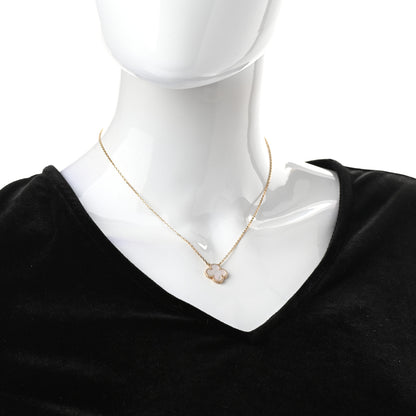 Van Cleef & Arpels 18K Yellow Gold Mother of Pearl Vintage Alhambra Pendant Necklace 2 of 7