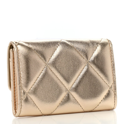 Chanel Metallic Goatskin Quilted Chanel 19 Flap Card Holder Gold 3 of 8