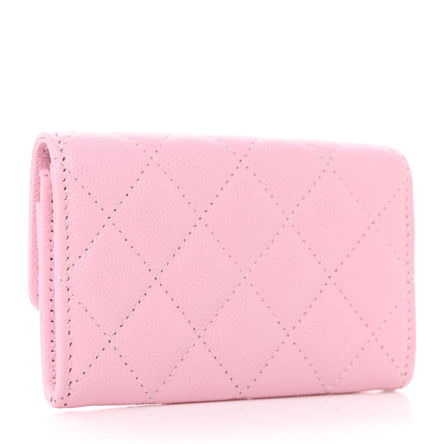 Caviar Quilted CC Flap Card Holder Pink
