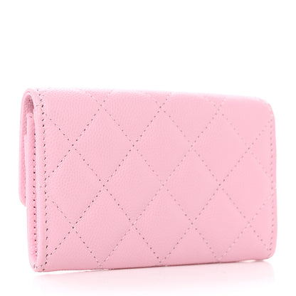 Chanel Caviar Quilted CC Flap Card Holder Pink 3 of 9