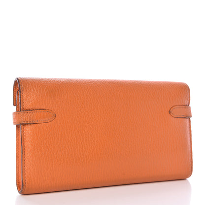 Hermes Chevre Mysore Kelly Longue Wallet Orange 3 of 23