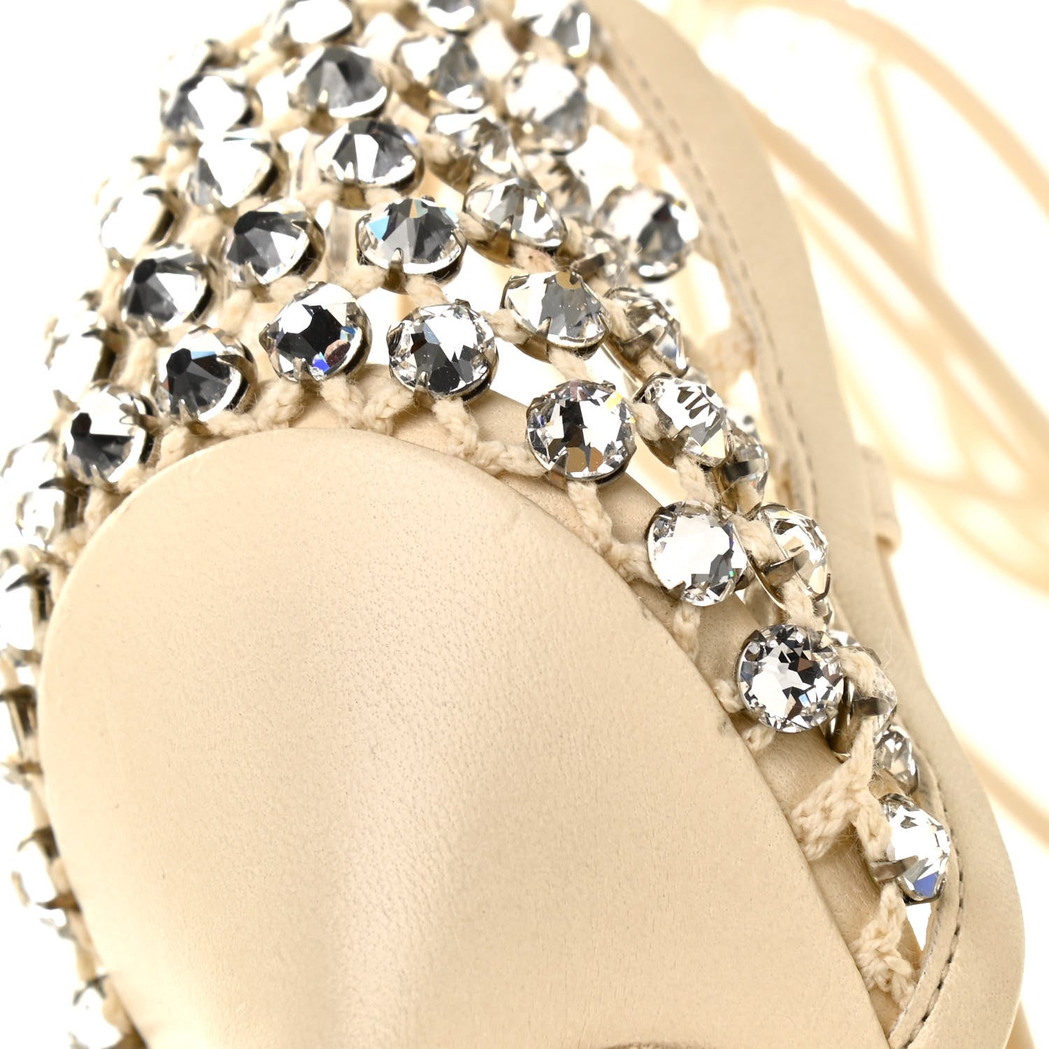 Bottega Veneta Mesh Nappa Crystal Embellished Sparkle Stretch Ankle Tie Sandals 38 Toile 9 of 9
