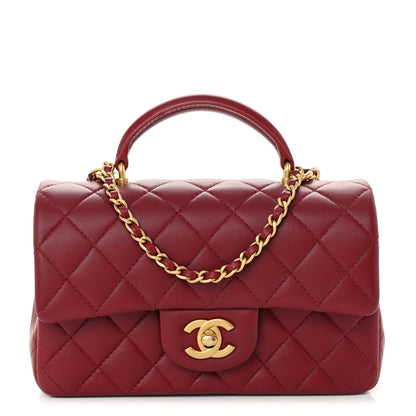 Chanel Lambskin Quilted Mini Top Handle Rectangular Flap Burgundy 1 of 11