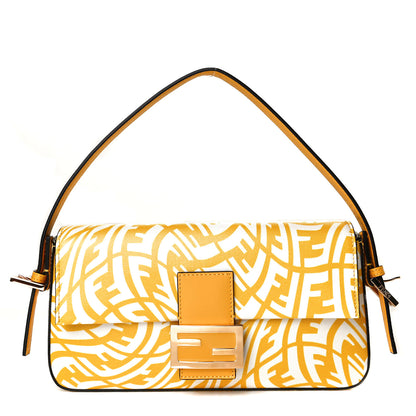 Fendi X SARAH COLEMAN Glazed Canvas Vitello King FF Vertigo Baguette 1997 Mimosa White 2 of 21