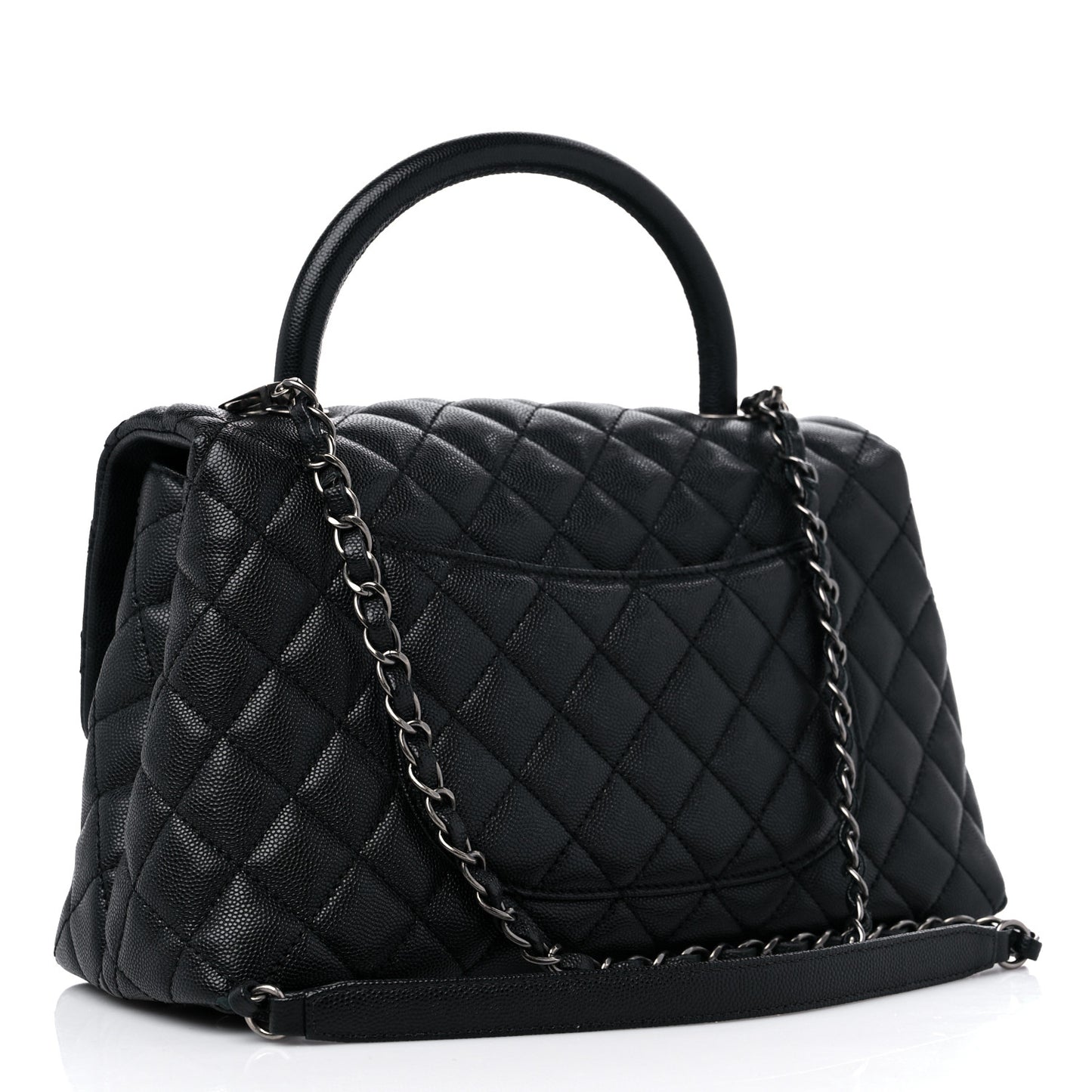 Caviar Quilted Small Coco Handle Flap Black